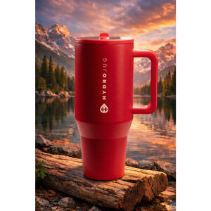 HydroJug Traveler 40oz Insulated Water Bottle Tumbler Handle Flip Straw Red